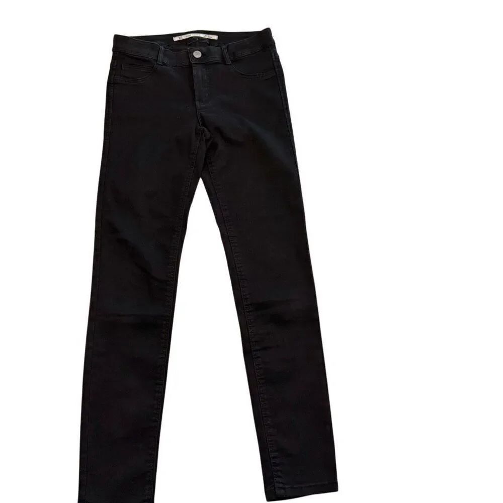 ZARA Trafaluc Denim Makers Button Fly Skinny Black Jeans Size 6